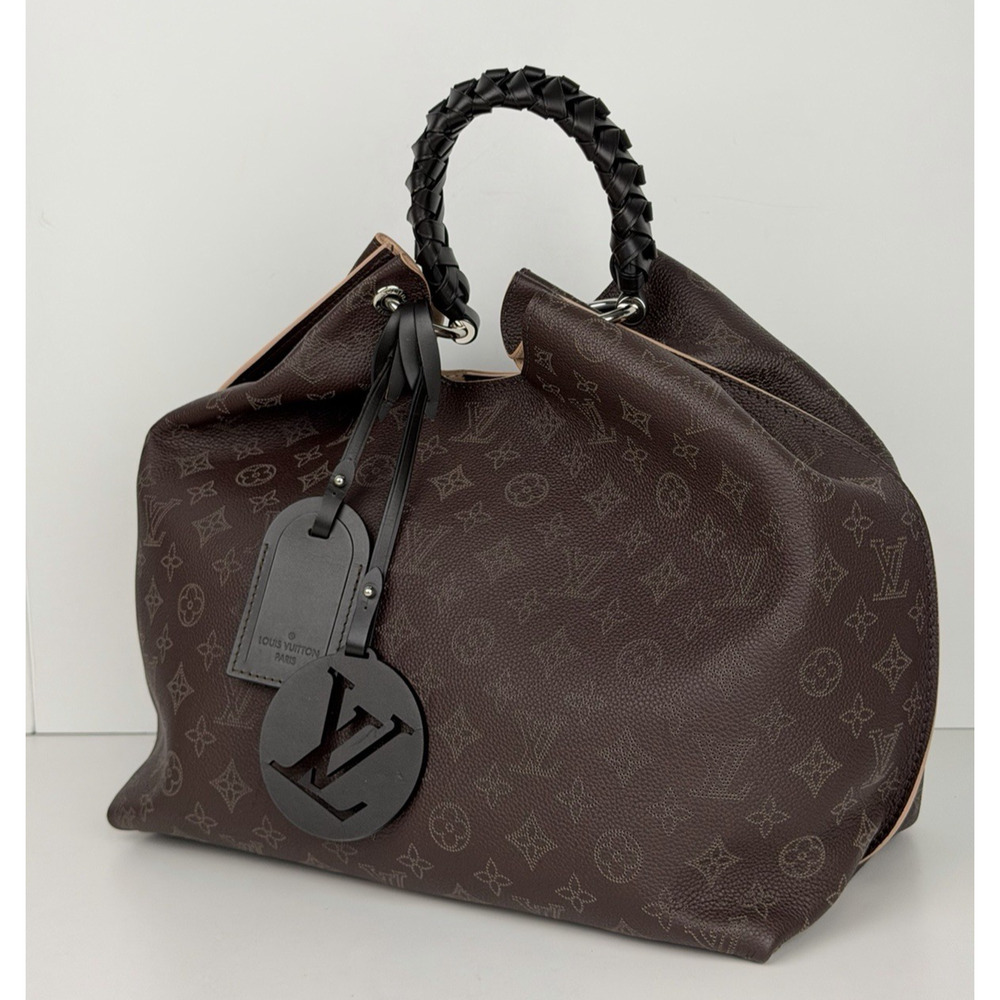 Louis Vuitton Carmel Mahina Hobo Bag in Chocolate Brown Perforated Leather NFC S